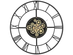 Industriele Wandklok - D80 Cm - Metaal - Zwart En Goudkleurig - Karial-Vente-unique