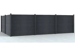 Ingraafbare Omheining H156 Cm - Set 6 Composietplaten + 2 Antracietkleurige Palen - Enola-EXPERTLAND Discount