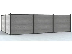 Ingraafbare Omheining H156 Cm - Set 6 Composietplaten + 2 Lichtgrijze Palen - Enola-EXPERTLAND New