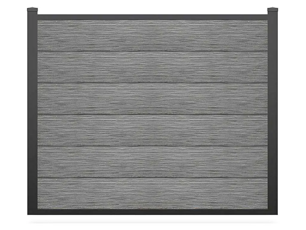 Ingraafbare Omheining H156 Cm - Set 6 Composietplaten + 2 Lichtgrijze Palen - Enola-EXPERTLAND New