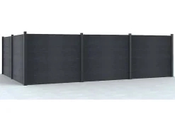 Ingraafbare Omheining H156 Cm - Set 6 Composietplaten + 1 Antracietkleurige Paal - Enola-EXPERTLAND Hot