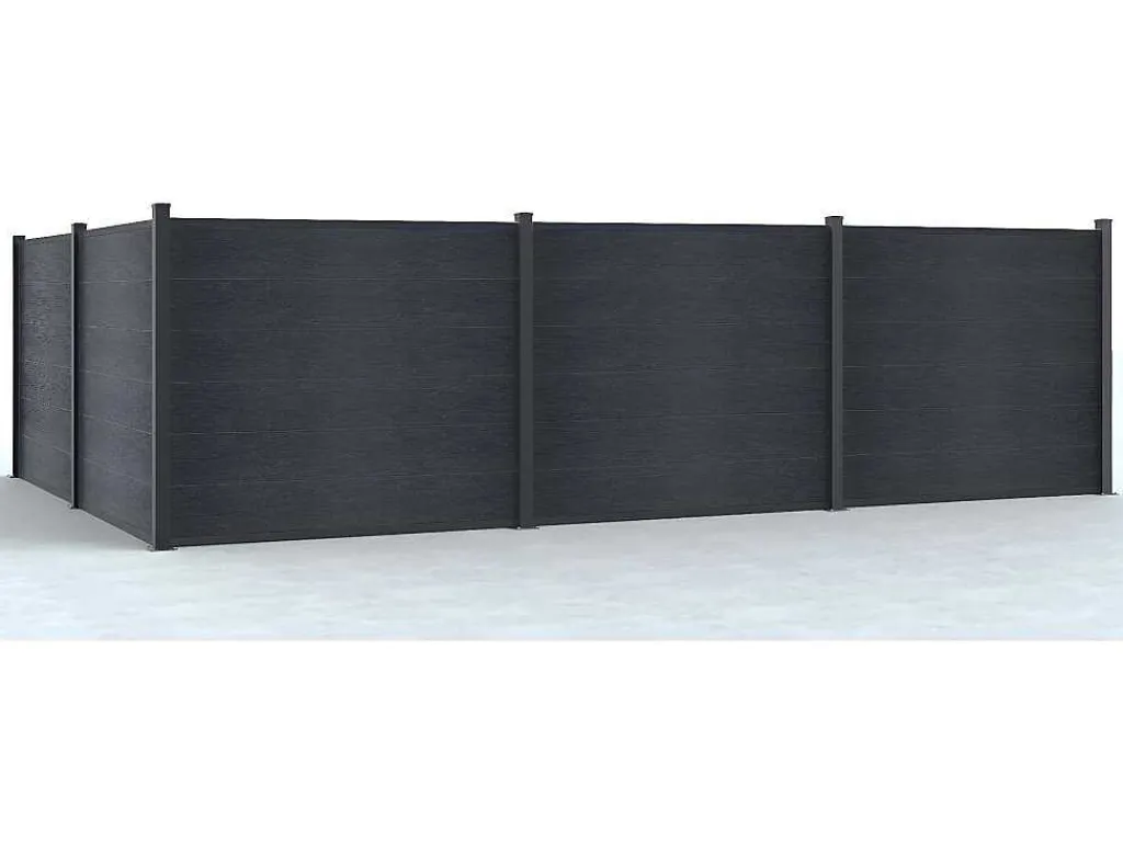 Ingraafbare Omheining H156 Cm - Set 6 Composietplaten + 1 Antracietkleurige Paal - Enola-EXPERTLAND Hot