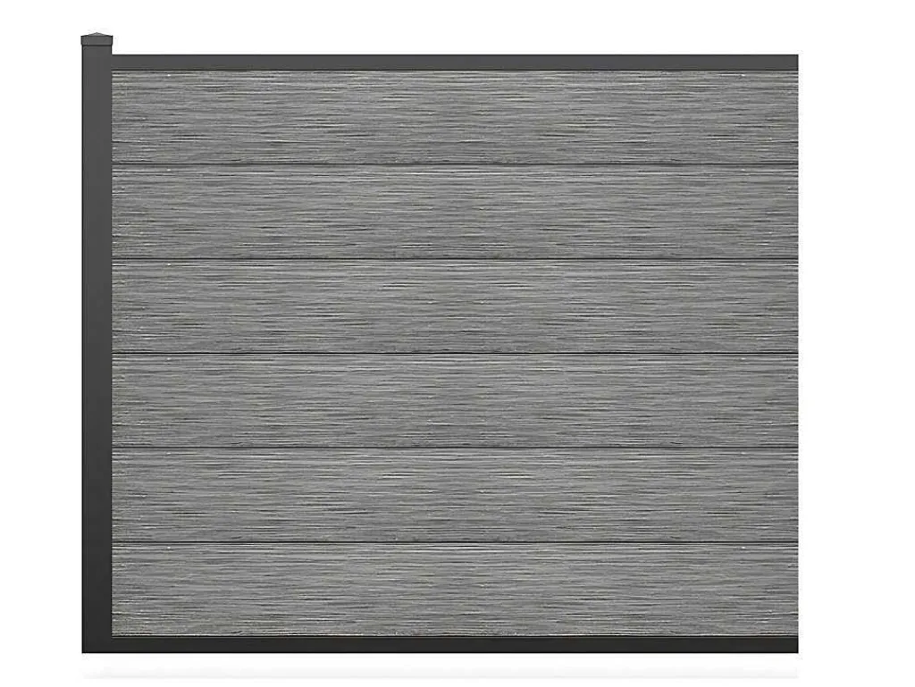 Ingraafbare Omheining H156 Cm - Set 6 Composietplaten + 1 Lichtgrijze Paal - Enola-EXPERTLAND Sale