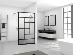 Inloopdouchewand Industriele Stijl Sefana - 140X200 Cm - Zwart-Shower & Design Online