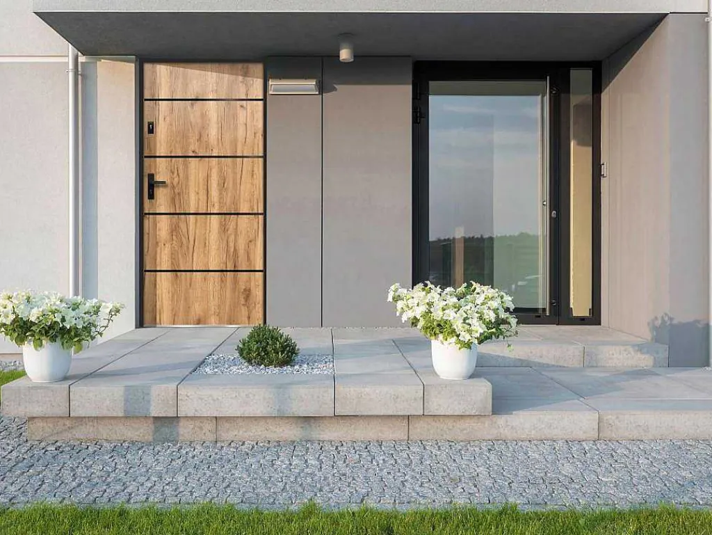 Inox Toegangsdeur H207 X B100 Cm Eik Effect - Rechts - Naxara-Vente-unique Online