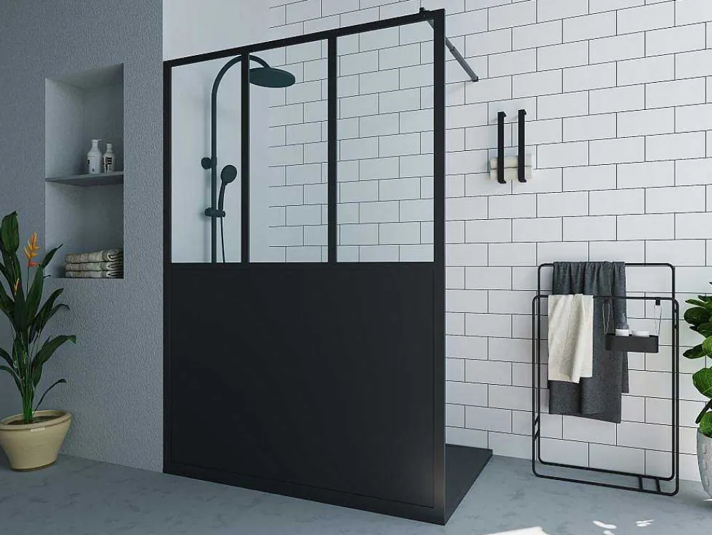 Italiaanse Douchewand Mat Zwart Met Werkplaatsstijl - 140 X 200 Cm - Urbanik-Shower & Design Best