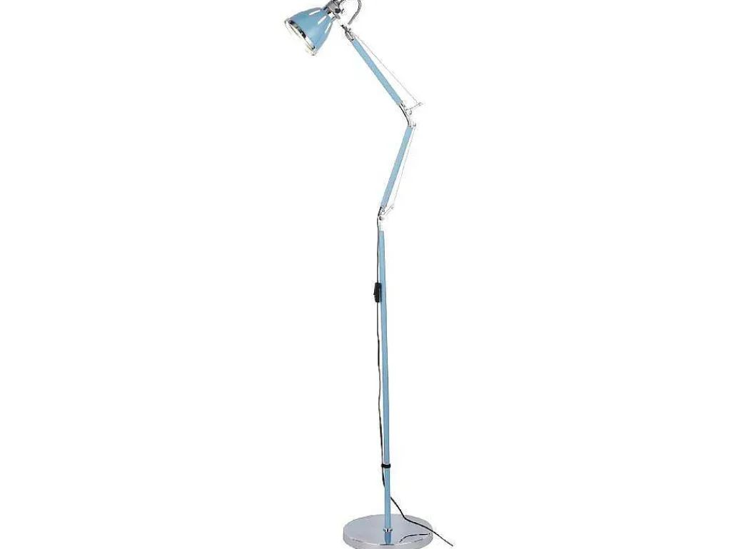 Jerona Vloerlamp, Blauw, Chroom, 27,5X27,5X180 Cm,-EPIKASA