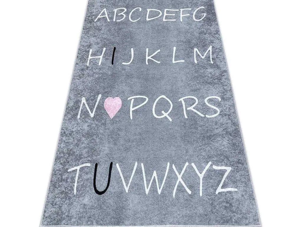 Junior 52106.801 Tapijt Wasbaar Alfabet Voor Kinderen Antislip - Grijs 120X170 Cm-RugsX New