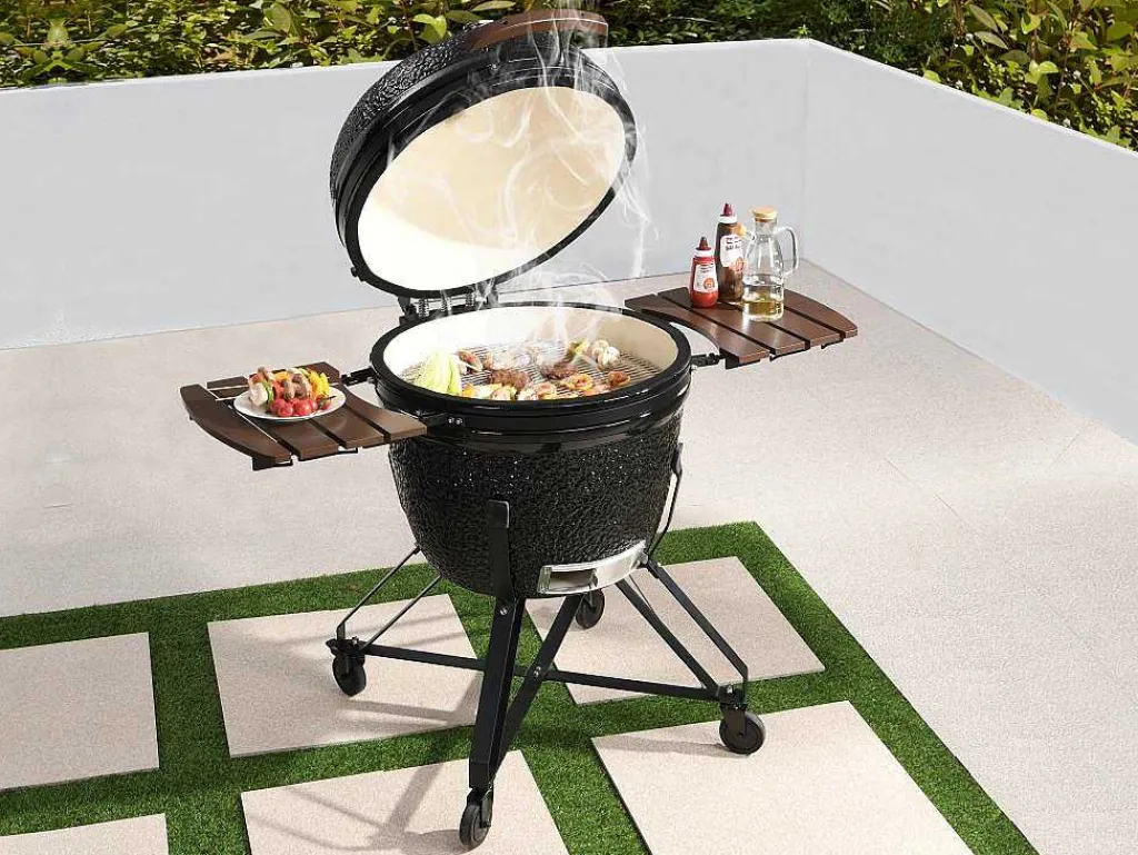 Kamado-Houtskoolbarbecue Van Keramiek En Bamboe 67 X 85 X 120 Cm - Ayumi-Vente-unique Hot