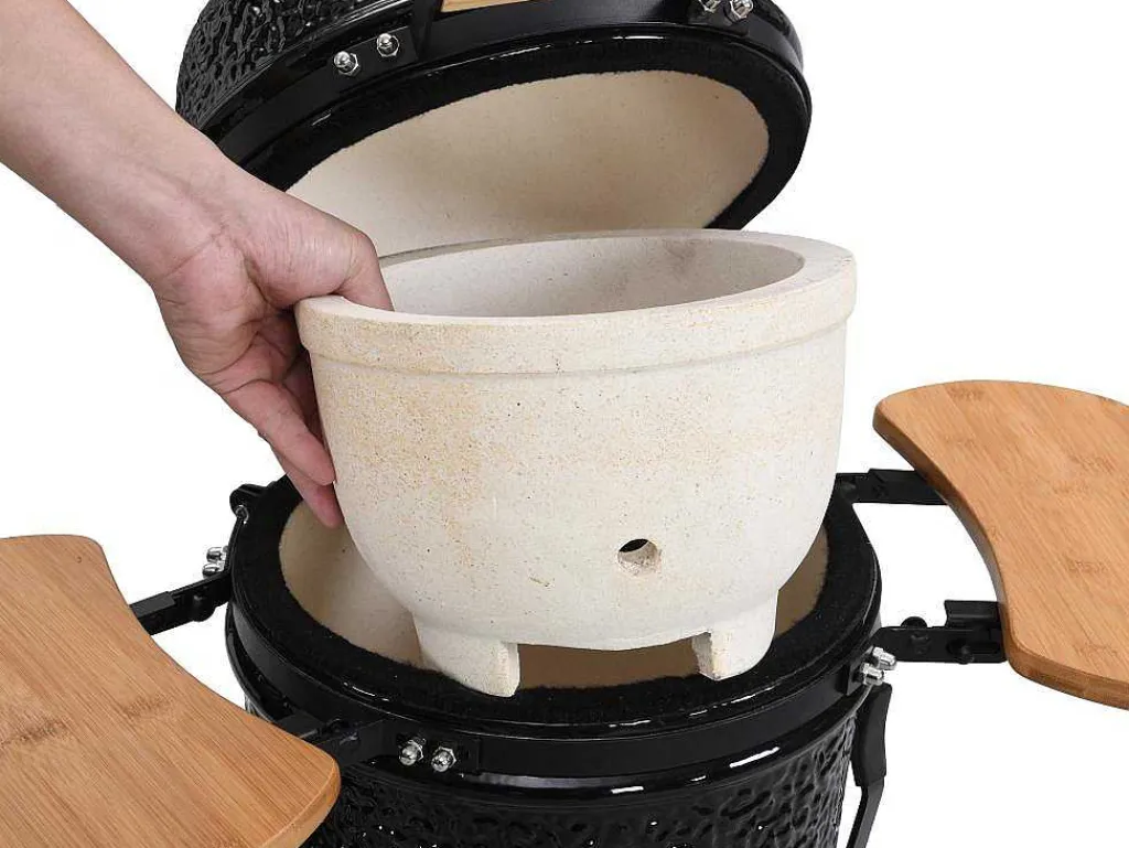 Kamado-Houtskoolbarbecue Van Keramiek En Bamboe 32 X 52 X 94 Cm - Eriko-Vente-unique Hot
