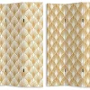 Kamerscherm Met Art-Decoprint 3 Delen Luxor - Mdf - L.120 X H.180 Cm - Goudkleurig-OZAIA Discount