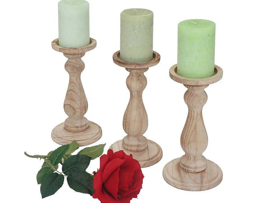 Kandelaar H361 (Set Van 3), Naturel Bruin-Vente-unique Online