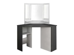 Kaptafel Charlene - Spiegel Met Ledverlichting En Opbergruimtes - Wit En Grijs-Vente-unique Discount
