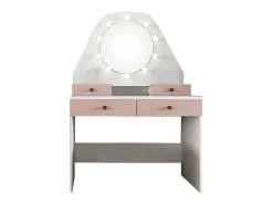 Kaptafel Gabriela - Spiegel Met Ledverlichting En Opbergruimtes - Wit En Roze-Vente-unique Sale