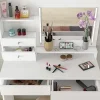 Kaptafel Giuliana - Spiegel + Ledverlichting En Opbergruimte - Wit-Vente-unique Best