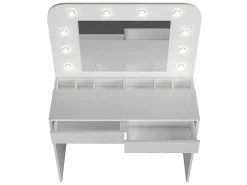 Kaptafel Jospehine - Led-Spiegel En Opbergruimte - Wit-Vente-unique Clearance