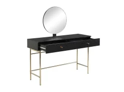 Kaptafel Met Spiegel En 2 Lades - Mdf En Staal - Zwart En Goud - Milavia Van-PASCAL MORABITO Hot