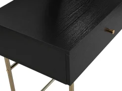 Kaptafel Met Spiegel En 2 Lades - Mdf En Staal - Zwart En Goud - Milavia Van-PASCAL MORABITO Hot