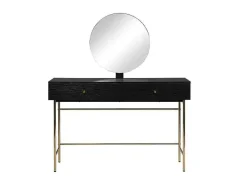 Kaptafel Met Spiegel En 2 Lades - Mdf En Staal - Zwart En Goud - Milavia Van-PASCAL MORABITO Hot