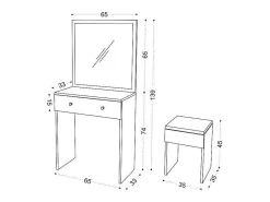Kaptafel Met Spiegel En Kruk - 1 Lade - Wit - Abonia-Vente-unique Discount