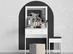 Kaptafel Met Spiegel En Kruk - 1 Lade - Wit - Abonia-Vente-unique Discount