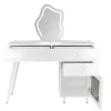 Kaptafel Met Spiegel En Led-Verlichting - 2 Lades En Een Uitneembare Kast - Wit (Kruk Niet Inbegrepen)-ModernLuxe