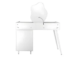 Kaptafel Met Spiegel En Led-Verlichting - 2 Lades En Een Uitneembare Kast - Wit (Kruk Niet Inbegrepen)-ModernLuxe