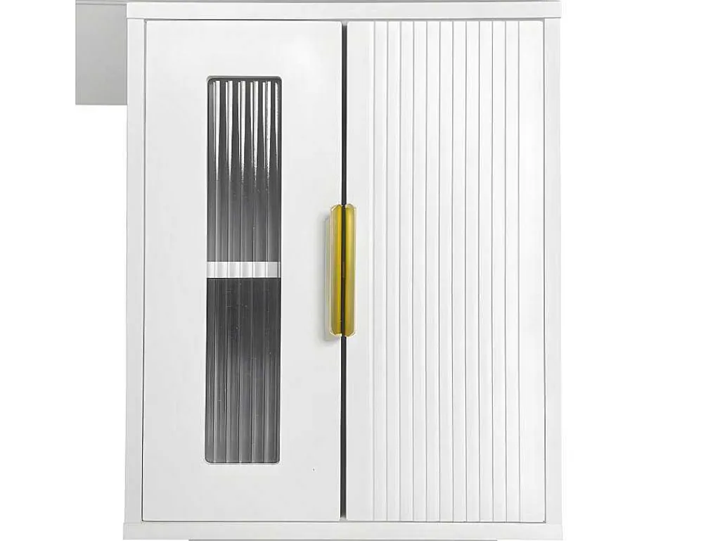 Kaptafel Met Spiegel En Led-Verlichting - 2 Lades En Een Uitneembare Kast - Wit (Kruk Niet Inbegrepen)-ModernLuxe Hot