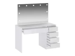 Kaptafel Met Spiegel En Ledverlichting - 5 Lades - Glanzend Wit - Jenemi-Vente-unique New