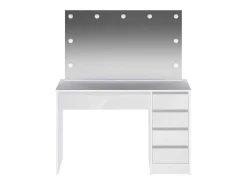 Kaptafel Met Spiegel En Ledverlichting - 5 Lades - Glanzend Wit - Jenemi-Vente-unique New