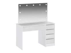 Kaptafel Met Spiegel En Ledverlichting - 5 Lades - Glanzend Wit - Jenemi-Vente-unique New