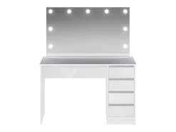 Kaptafel Met Spiegel En Ledverlichting - 5 Lades - Glanzend Wit - Jenemi-Vente-unique New