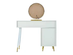 Kaptafel Met Spiegel En Led-Verlichting - 2 Lades En Een Uitneembare Kast - Wit (Kruk Niet Inbegrepen)-ModernLuxe Clearance