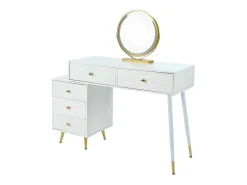 Kaptafel Met Spiegel En Led-Verlichting - 2 Lades En Een Uitneembare Kast - Wit (Kruk Niet Inbegrepen)-ModernLuxe Clearance