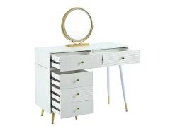 Kaptafel Met Spiegel En Led-Verlichting - 2 Lades En Een Uitneembare Kast - Wit (Kruk Niet Inbegrepen)-ModernLuxe Clearance