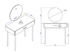 Kaptafel Met Spiegel En Lade - Mdf En Metaal - Wit Gelakt En Goudkleurig - Vonali Van-PASCAL MORABITO