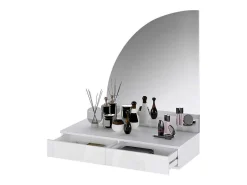 Kaptafel Met Spiegel En Ledverlichting - 2 Lades - Glanzend Wit - Jineza-Vente-unique Outlet