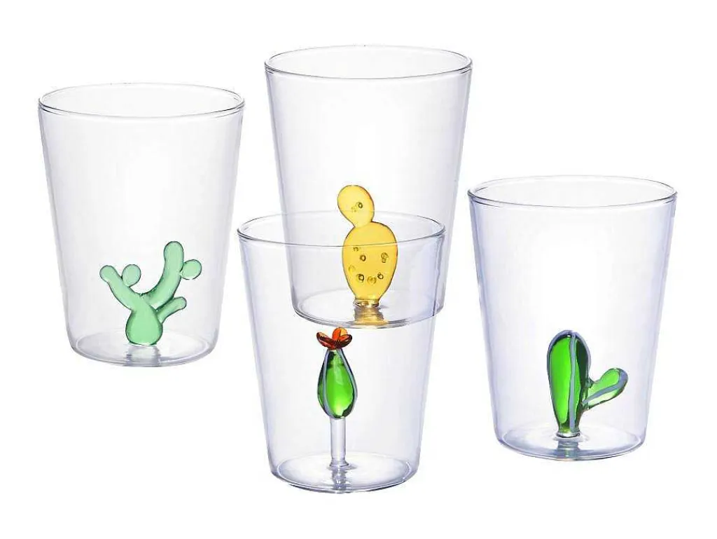 Karaf + Set Van 4 Glazen Met Cactus - Puntia-OZAIA Online