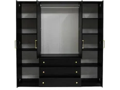 Kast Met 4 Deuren En 3 Lades - L196 Cm - Zwart - Lizandro-Vente-unique Sale