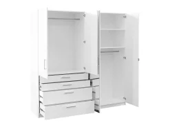 Kast Met 4 Deuren En 4 Lades - Met Spiegel - L200 Cm - Wit - Nidawo-Vente-unique