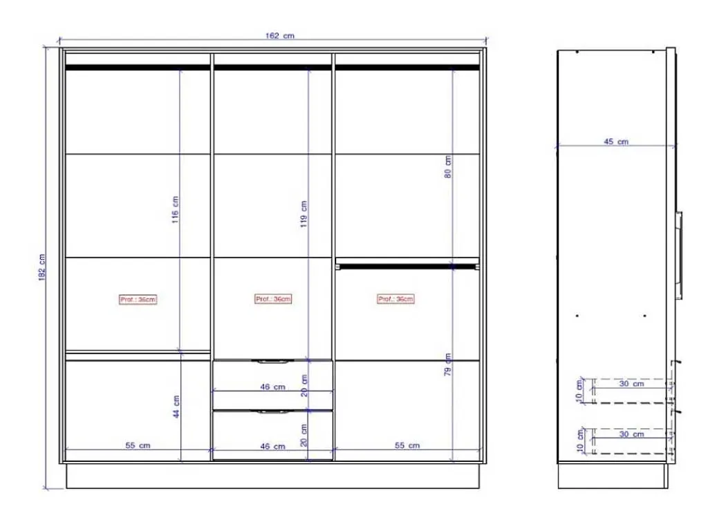 Kast Met 6 Deuren En 2 Lades - L162 Cm - Wit - Feova-Vente-unique