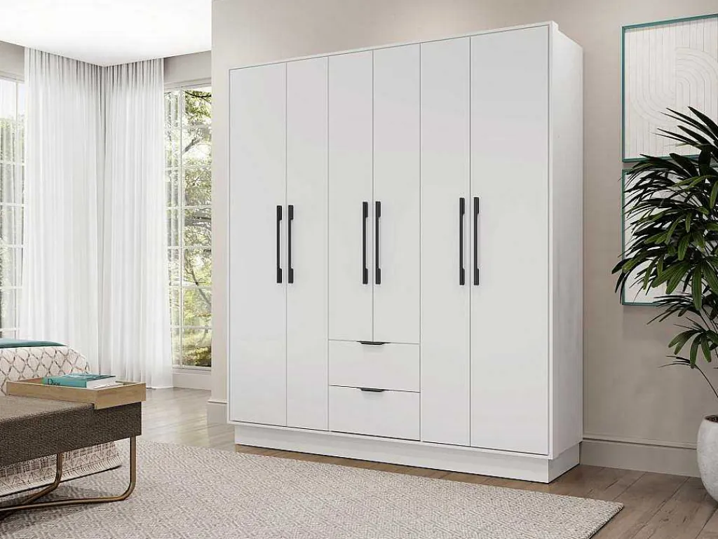 Kast Met 6 Deuren En 2 Lades - L162 Cm - Wit - Feova-Vente-unique