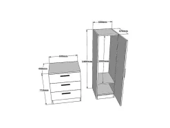 Kast Met 3 Lades En Element Met Spiegel - Wit En Houtlook - Vitorio-Vente-unique Outlet