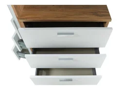 Kast Met 3 Lades En Element Met Spiegel - Wit En Houtlook - Vitorio-Vente-unique Outlet