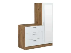Kast Met 3 Lades En Element Met Spiegel - Wit En Houtlook - Vitorio-Vente-unique Outlet