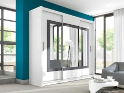 Kast Met 3 Schuifdeuren - Met Spiegel - L. 250 Cm - Kleur: Wit - Autlan-Vente-unique Outlet