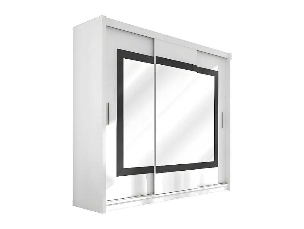 Kast Met 3 Schuifdeuren - Met Spiegel - L. 250 Cm - Kleur: Wit - Autlan-Vente-unique Outlet
