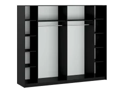Kast Met 2 Schuifdeuren - Met Spiegel - L244 Cm - Zwart - Nimela-Vente-unique New