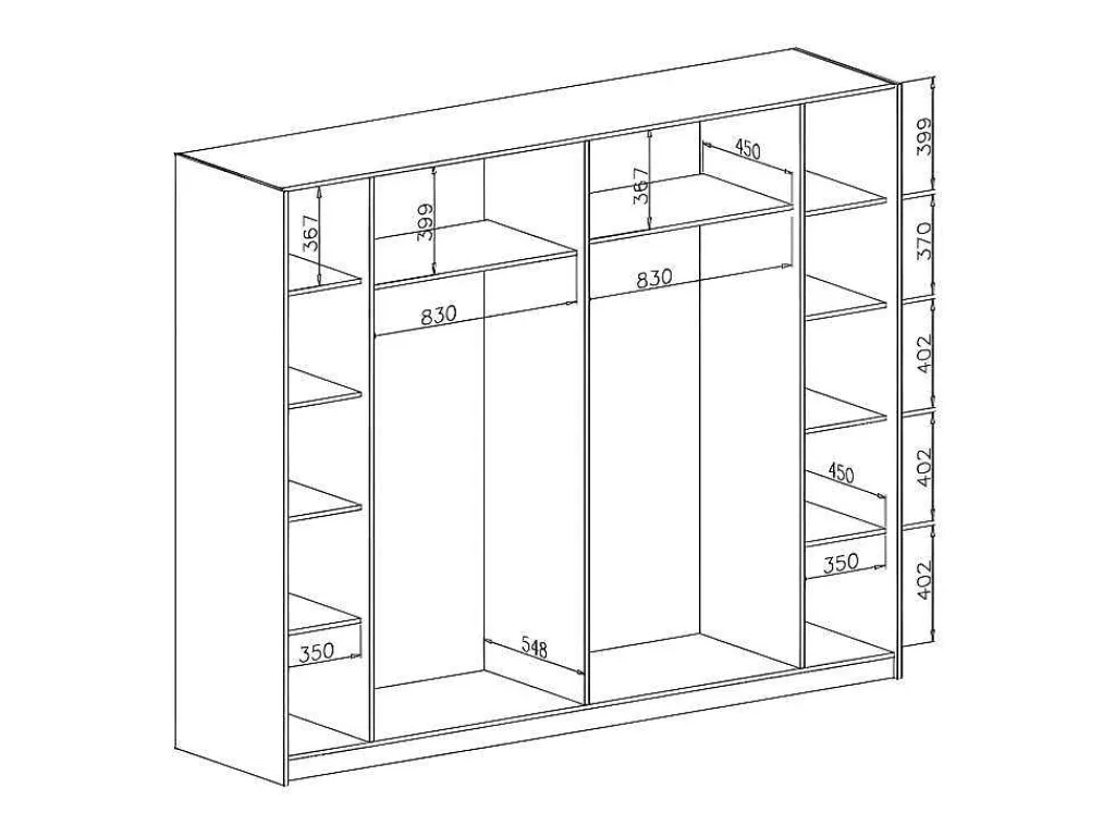 Kast Met 2 Schuifdeuren - Met Spiegel - L244 Cm - Zwart - Nimela-Vente-unique New