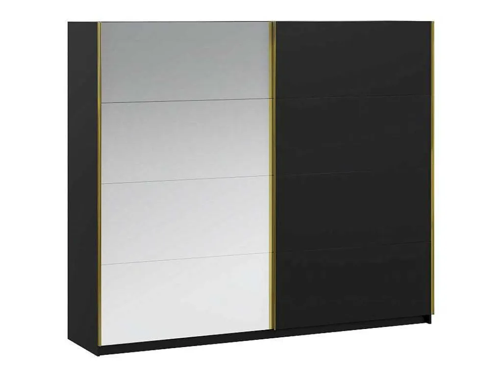Kast Met 2 Schuifdeuren - Met Spiegel - L244 Cm - Zwart - Nimela-Vente-unique New